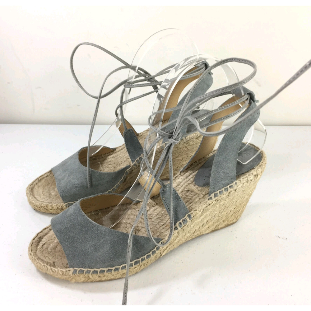 Anthropologie Romena Espadrille Blue Suede Wedges Sandals 38 8 Euc Boho Cute Wow